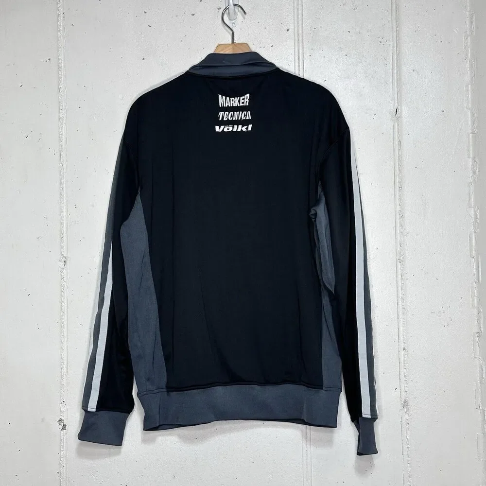 Volkl XL Track Jacket Black Fleece‎ Lined Full Zip Logo Tecnica Marker Sporty